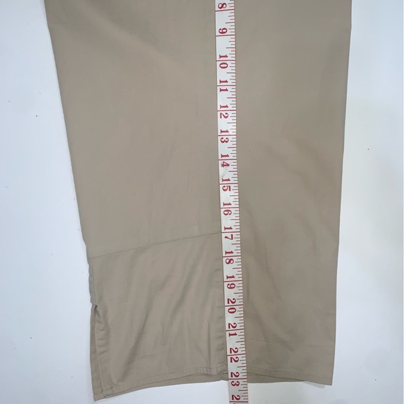 Eileen Fisher Lightweight Poplin Crop Pant Size M Neutral Beige Split Hem - Picture 6 of 8